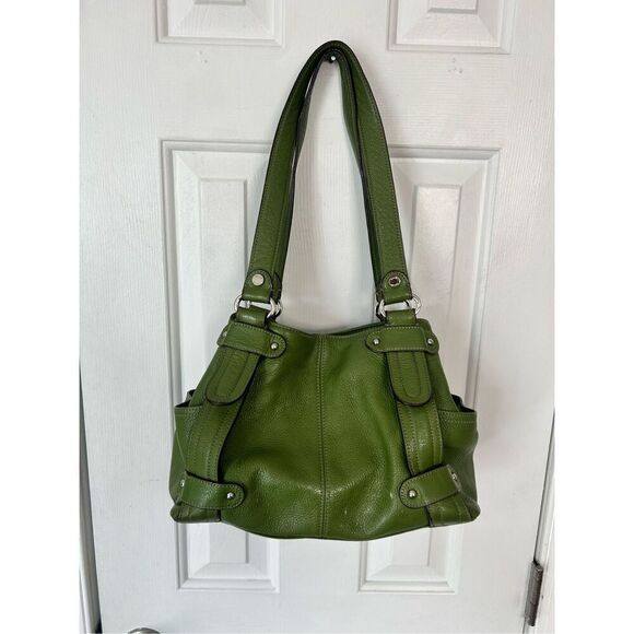 Tignanello Vintage Green Leather Women's HandBag - 8x12 strap 12 inches from top - Picture 1 of 10